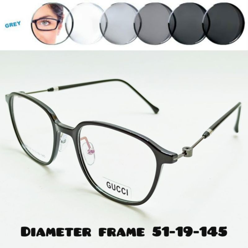 kacamata korea 6137 frame hitam paket lensa photocromic