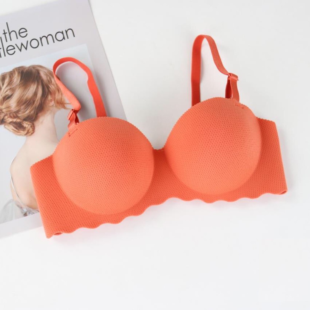 Blackpink Bra Seksi Push Up Invisible BH Bralette Strapless Pakain Dalam Wanita 1129-ORANGE