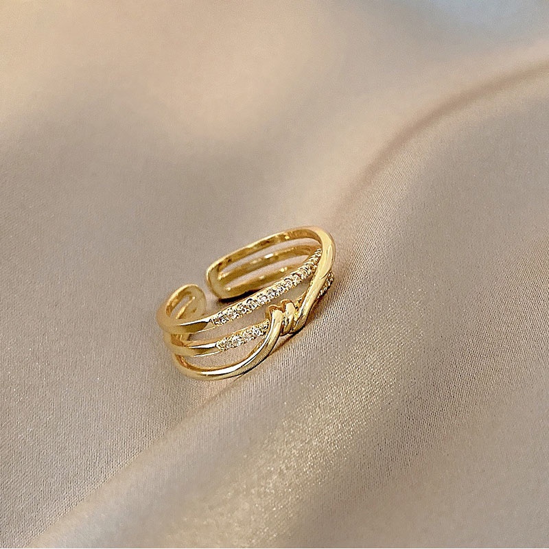 Cincin Jari Telunjuk Model Simpul Silang Aksen Berlian Untuk Wanita