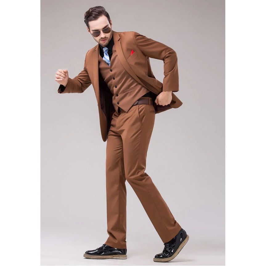 SETELAN BLAZER PRIA NEW CAPUCINO COKLAT 3IN1 EDISI KHUSUS HIGH TWIST SLIMFIT KOREA STYLE