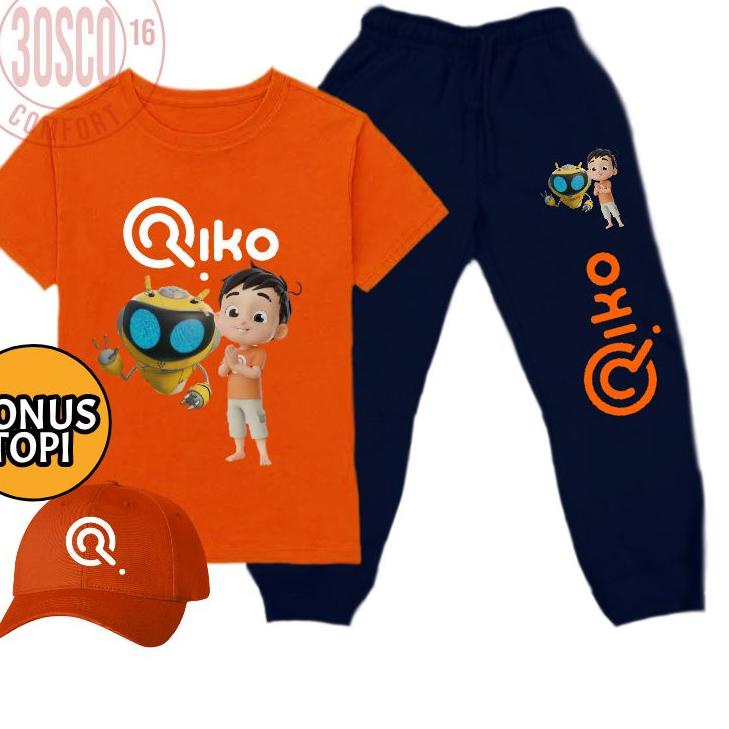 Muraaaahh.. Setelan Anak Kaos dan Celana Joger Riko The Series Bonus Topi dan Bisa Kasih Nama