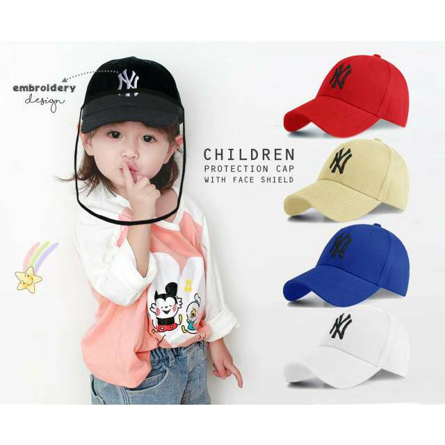 NY Unisex Protection Cap Topi Proteksi Anak Merah/Biru