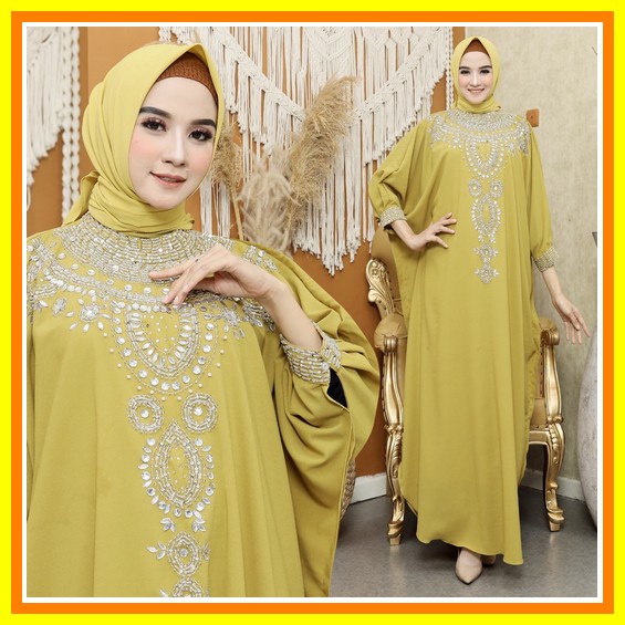 Kaftan Wanita Terbaru Kekinian 2022 Dengan Payet "Valerie Kaftan" Real Pict Ori By Mieux, All Size C