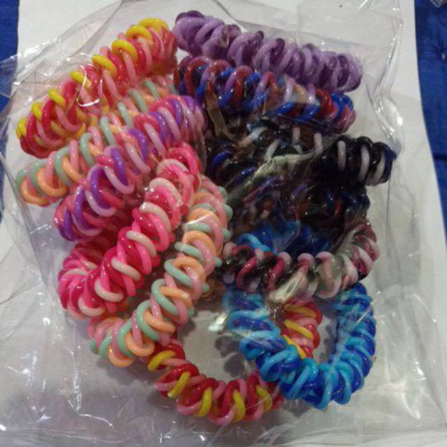 grosir  Karet rambut spiral double 12 PCS besar