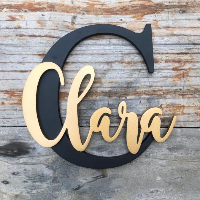 BISA COD Hiasan Dinding Wall Decor Huruf Kayu Custom Inisial Nama