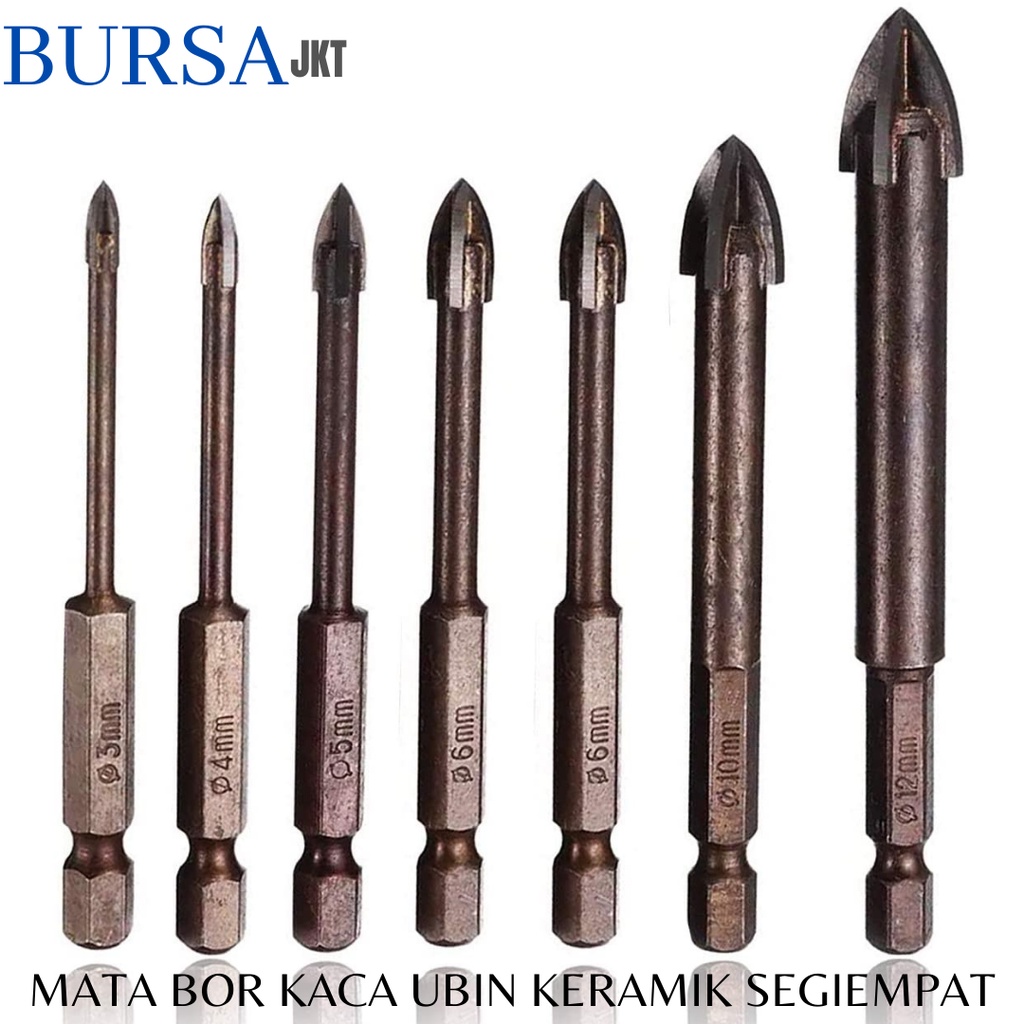 8 MM MATA BOR HEX KERAMIK KACATUNGSTEN DRILL BIT SEGIEMPAT