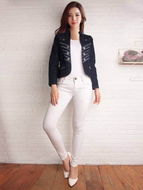 Balero jeans stretch wanita lengan panjang