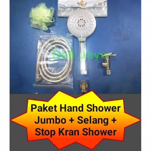 Paket shower Jumbo Selang dan Stop kran Shower