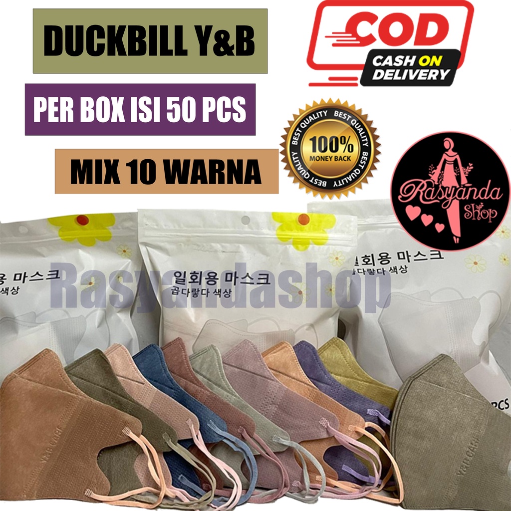 Masker Duckbill 3ply Mix Soft Warna Nude Pastel Garis Warna Warni  Tali Senada /Duckbill Mix  warna Alkindo  1 Box Isi 50pcs