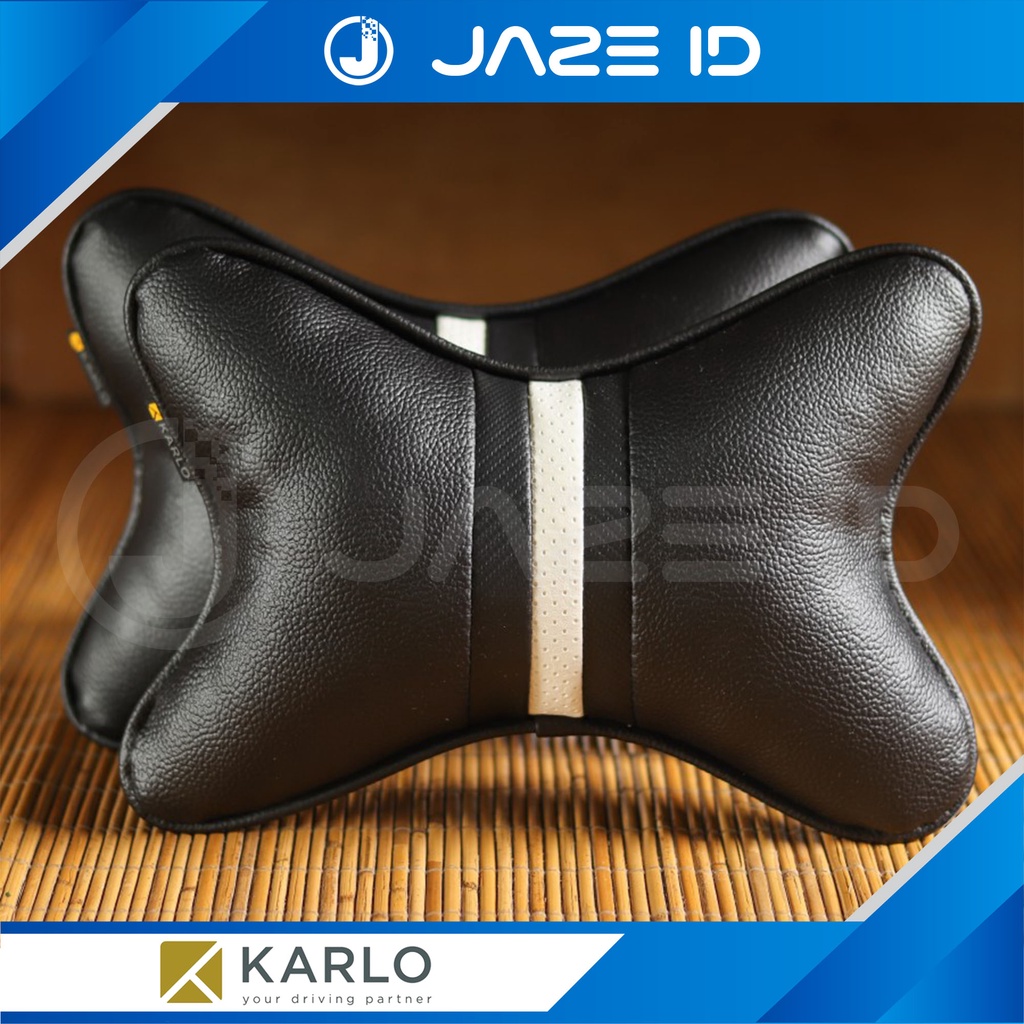 Karlo Bantal Premium Leher Kepala Mobil Racing White Black Putih Hitam