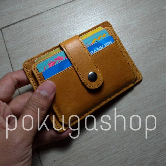 Dompet kartu kulit asli pull up tan / dompet minimalis /dompet kulit pria kecil / dompet kulit garut
