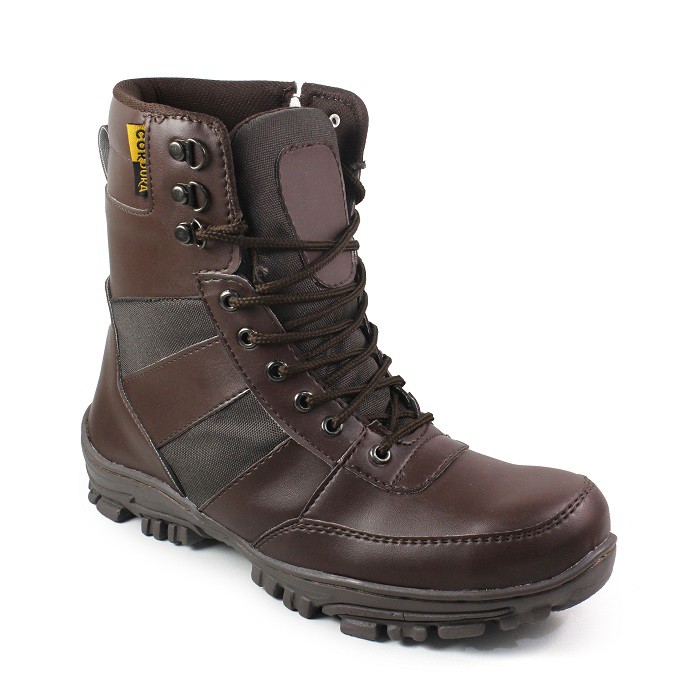 COD! Sepatu Boots Safety Pria Ninja PDL Tinggi Sleting 8 Inci Coklat Ujung Besi Kerja Lapangan Cowok