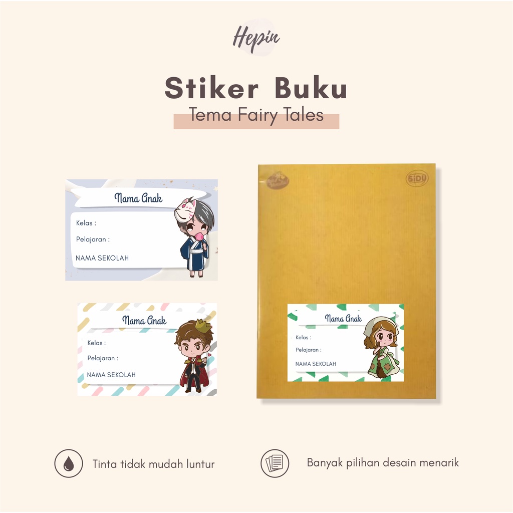 

(30pcs)bisa custom/ready/Stiker dan label buku pelajaran edisi FAIRY TALE
