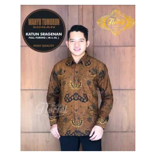 ATASAN KEMEJA BAJU BATIK SOLO PRIA LENGAN PANJANG FULL FURING PREMIUM WAHYU TUMURUN FLORIST Wisnu