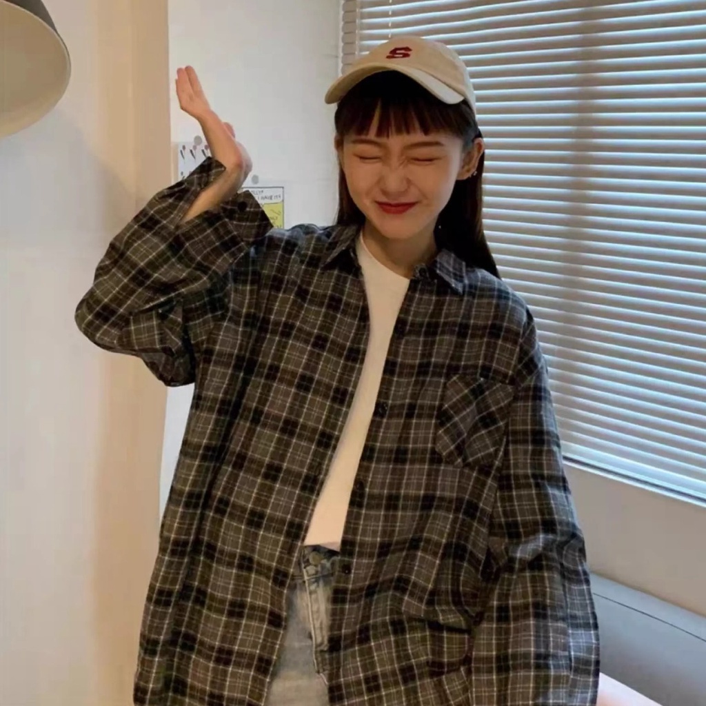 Kemeja Freema Oversized 8020 / Kemeja Flanel / Baju Kemeja Wanita Oversized / Kemeja Kotak-Kotak