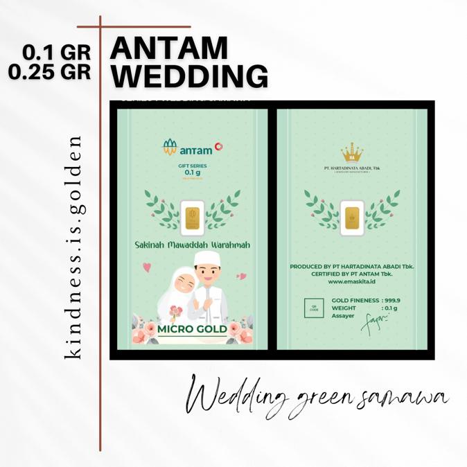 Wedding Green Samawa - Antam Gold Wedding Series Kado Emas Pernikahan 0,1 Gram 0,25 Gram
