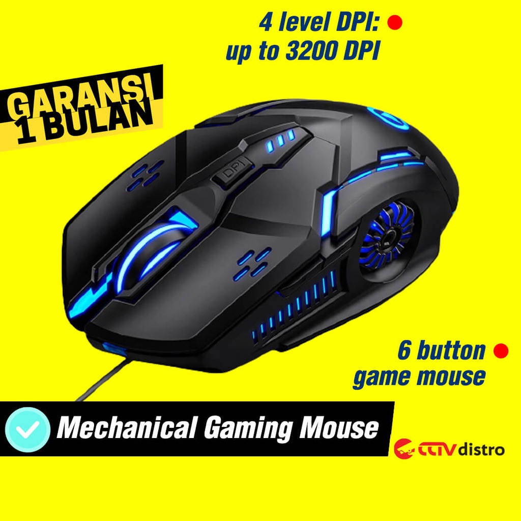 U104 Mouse Gaming Wired Laptop Komputer PC Kabel USB 3200 DPI RGB Game Mose Gamer LED Garansi 1 Bulan