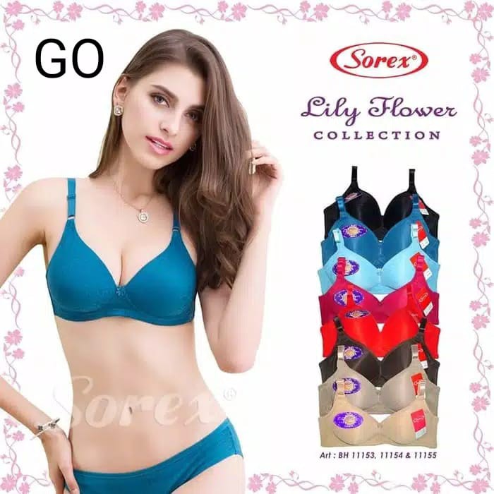 gof BRA SOREX Bra Busa Tanpa Kawat CUP C BIG CUP 11155 LILY FLOWER