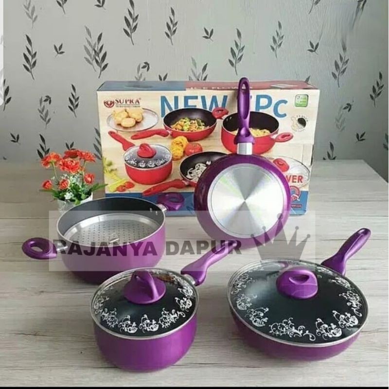 Panci set teflon supra rosemary 7pcs - panci stainless set supra 7pcs - supra 7pcs