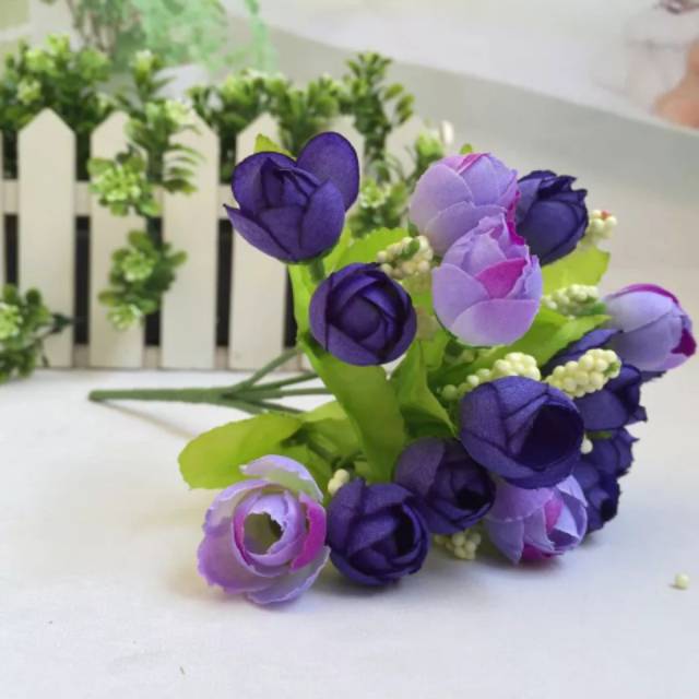 Bunga artificial mawar kuncup 15 kepala bunga-1