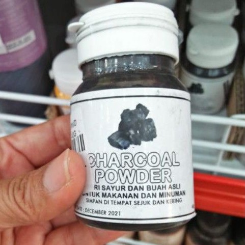 Charcoal Food Powder 40 gr Arang/Pewarna Makanan Hitam Alami/Kue/Cake/Minuman
