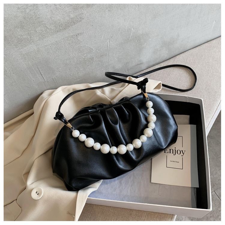 BJ29799 - BLACK/KHAKI/PURPLE/WHITE - TAS MUTIARA CLUTCH SLEMPANG SERUT KERUT ELEGAN IMPORT TAS WANITA FASHION IMPORT MODIS ELEGAN TERMURAH TERLARIS TERBARU BAGSTORE JAKARTA TAS BATAM JTF9799
