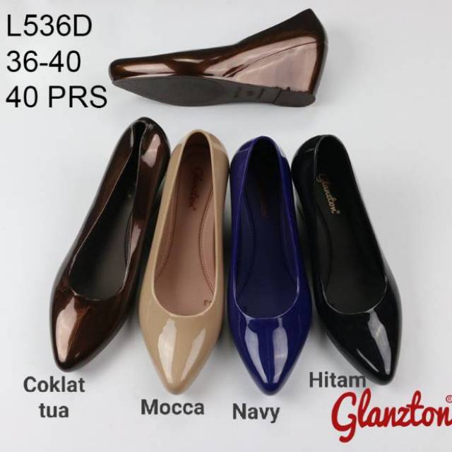 12.12 Birthday Sale L536 Sepatu Jelly Wedges Glanzton Import (Glossy)