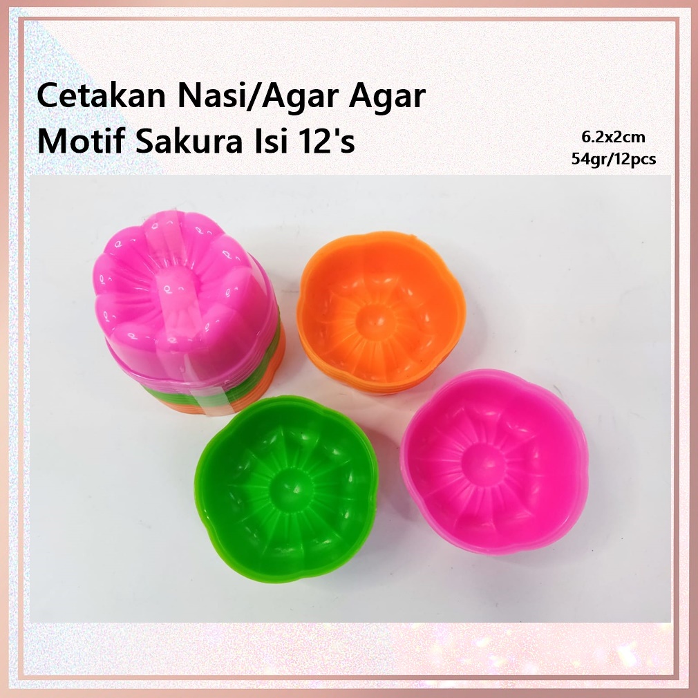 Cetakan Nasi/Agar Agar Motif Mawar &amp; Sakura Isi 12's