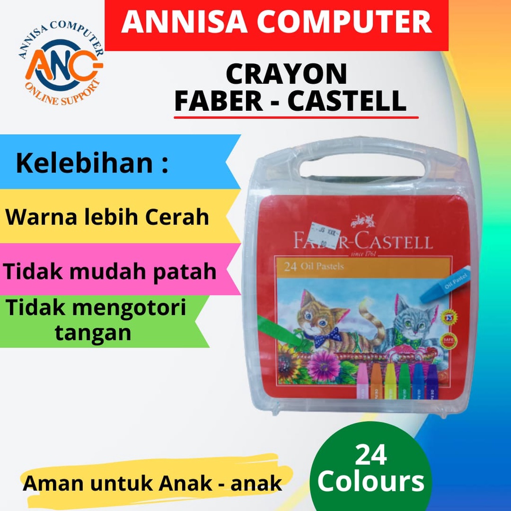 

Crayon Faber - Castell Oil Pastels Box Transfarant / Krayon 24 Warna