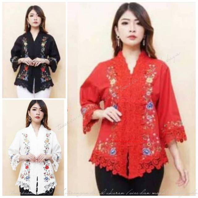 PROMO MURAH Kebaya Encim Senada Modern Import Full Bordir Kombinasi Brukat