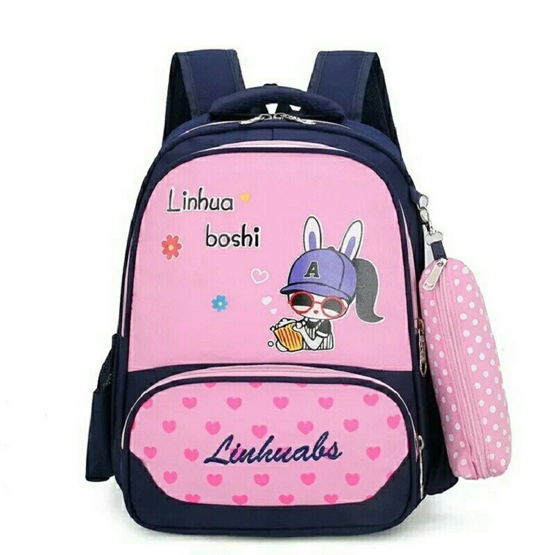 Tas anak linhua boshi free pouch / ransel anak sekolah lucu / tas gendong anaka karakter imut / low