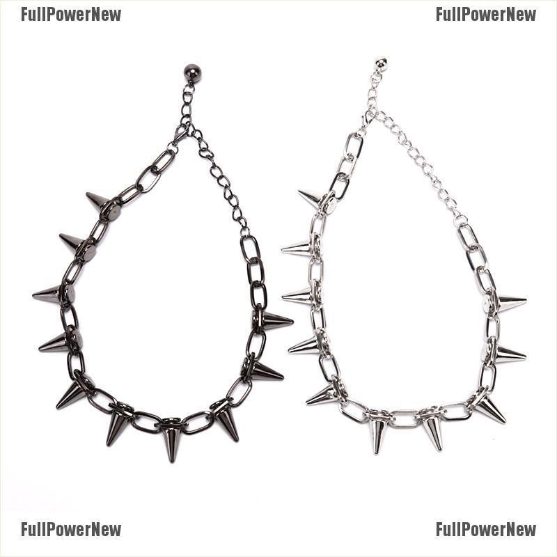 Kalung Choker Rantai Aksen Rivet Spike Gaya Punk Rock Untuk Perhiasan