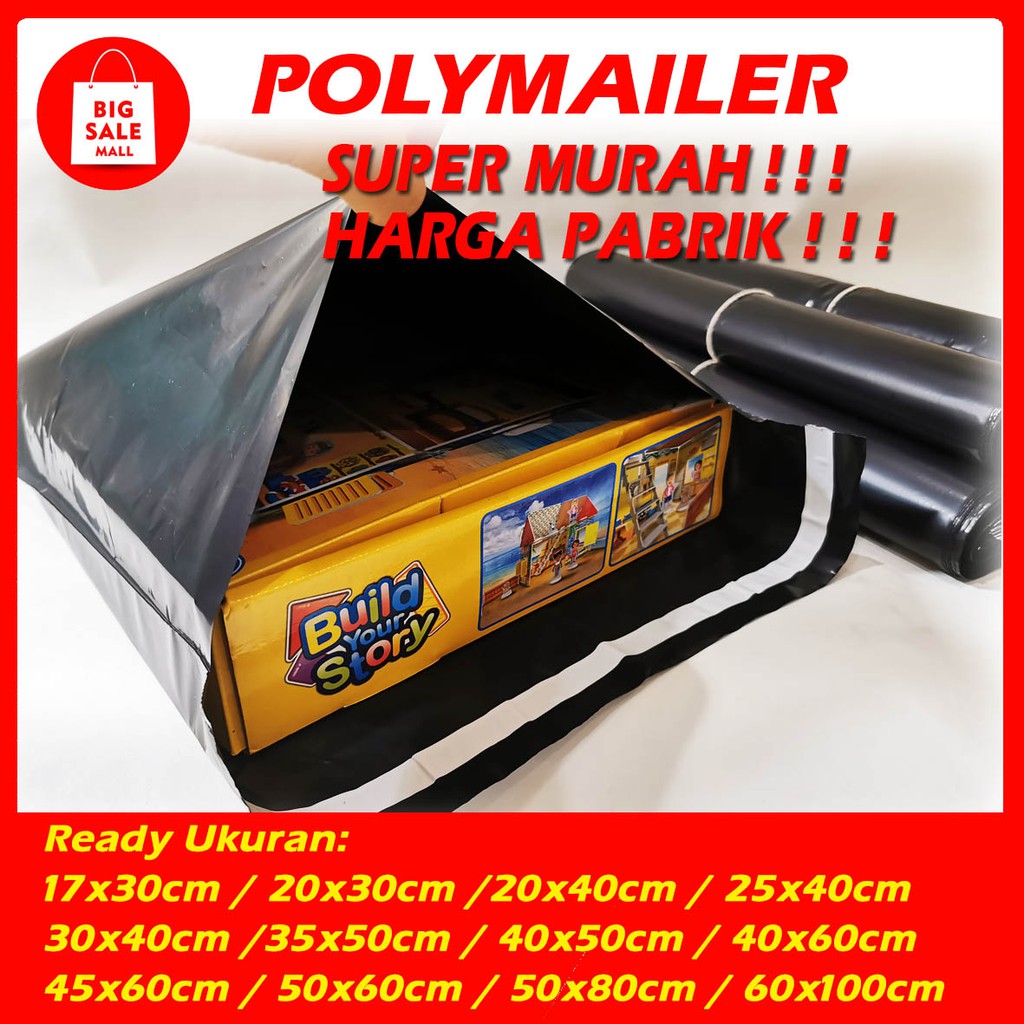Kantung Plastik Polymailer 60X100CM Isi 50Pcs Olshop Packing Hitam Rajawali Lem Perekat Tebal Anti Sobek Termurah