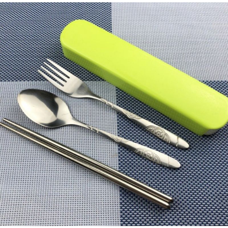 Set sendok garpu sumpit set steel stainless alat makan