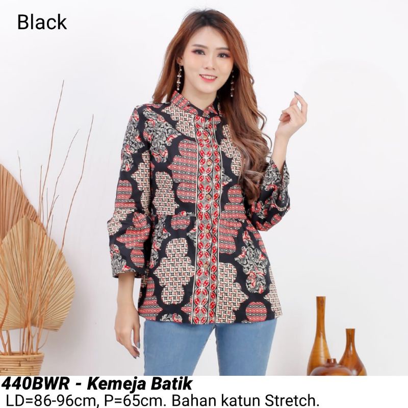 BLOUSE KEIKO BATIK MODERN,  ATASAN CEWEK 440  BAJU FASHION KERJA KANTOR TUNIK WANITA MURAH