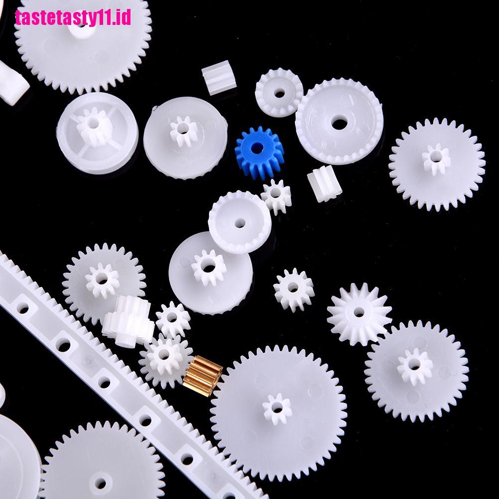 60pcs / Set Roda Gigi Plastik DIY Rak Katrol Sabuk Worm Tunggal Ganda