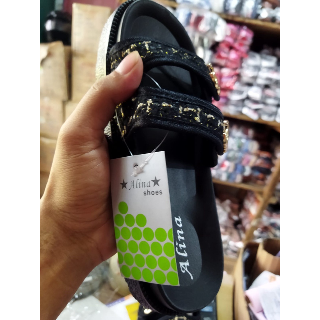 Sandal selop wanita dewasa Balance &amp; Alina 238-3 (36-40) FHASION PARIS KASUAL ELEGANT WARNA MEWAH VARIASI SULAM BENANG MAS SANDAL WANITA SANDAL PEREMPUAN SANDAL MASAKINI