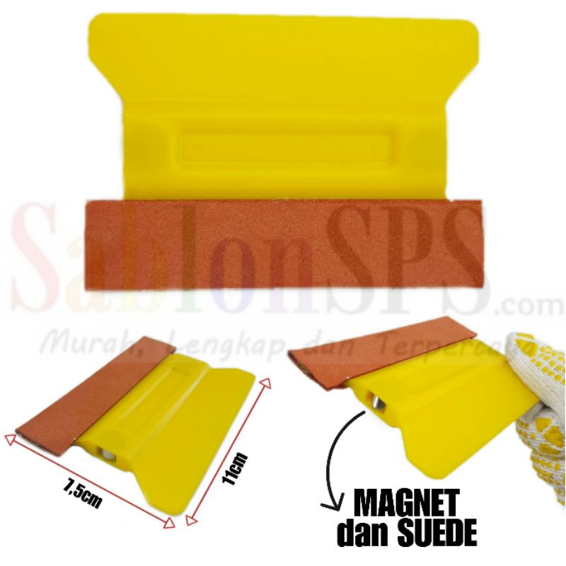 SCRAPPER KAPE SOFT MAGNET SUEDE KUNING ALAT PASANG STIKER