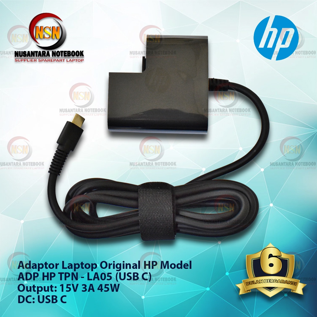 Adaptor Laptop Original HP Model ADP HP TPN - LA05 15V 3A 45W (USB C)