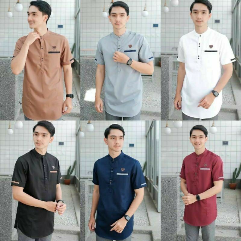 Baju Koko Kurta Dewasa Lengan Pendek Material Catton  Adem Serap Keringat