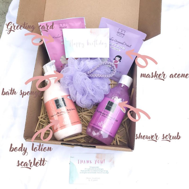 {SCARLETT} GIFT BOX SET SKINCARE BODYCARE PACAR, ANNIVERSARY, WEDDING