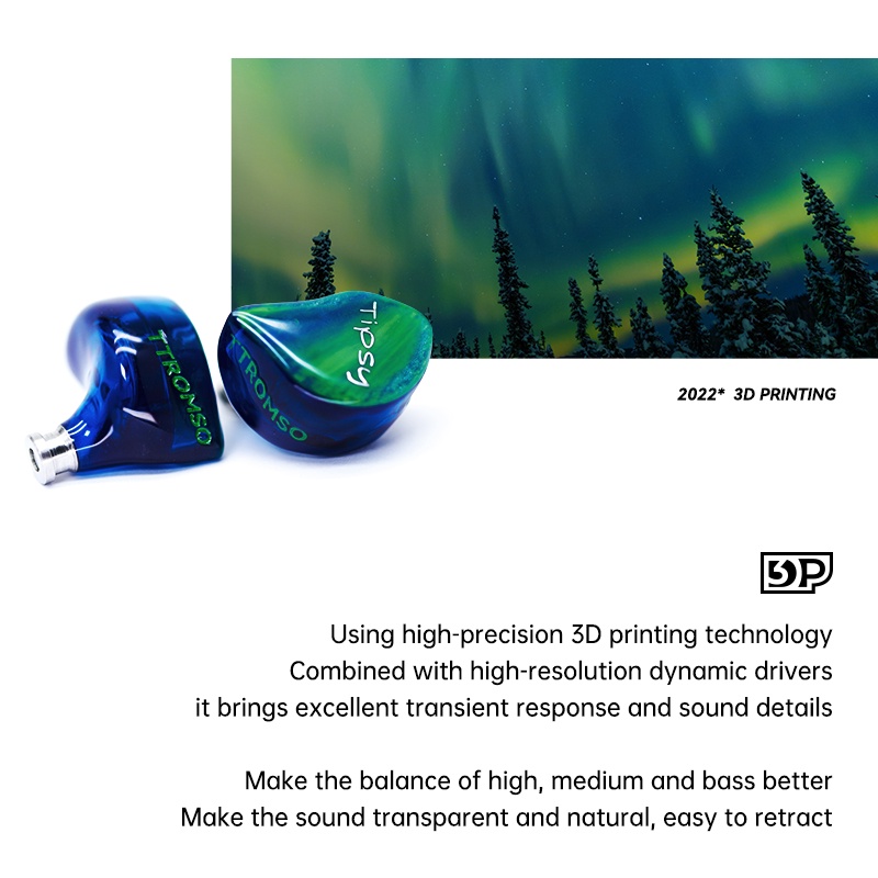 Tipy TTromso Earphone In Ear HIFI Dinamis IEM 12mm Dengan Kabel MMCX Untuk Mendengarkan Musik