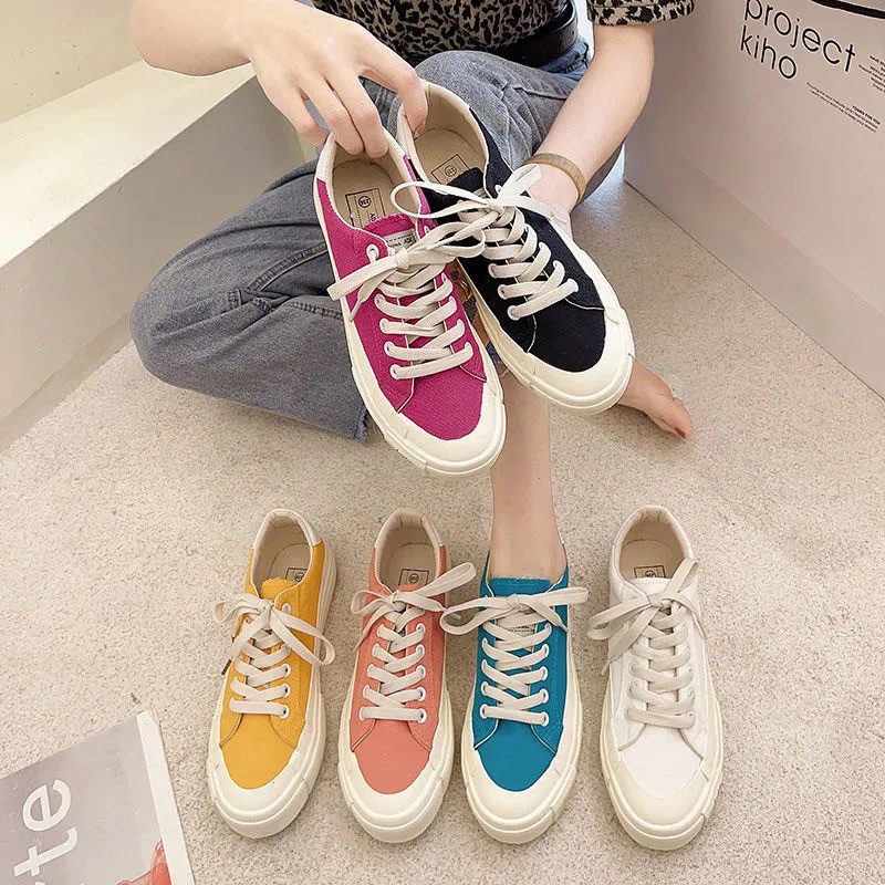 Sneakers Canvas Wanita  Sepatu Cewek Sepatu Warna dengan Model Terbaru Trendy dan Elegan Sepatu Kanvas Wanita Modern Indah