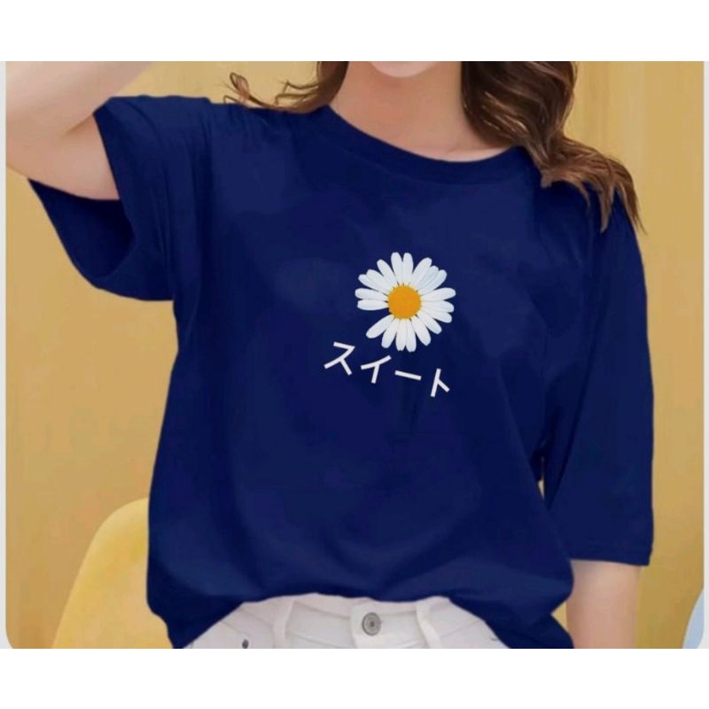 KAOS WANITA MURAH BAHAN COTTON / KAOS / MOTIF BUNGA / ORIGINAL