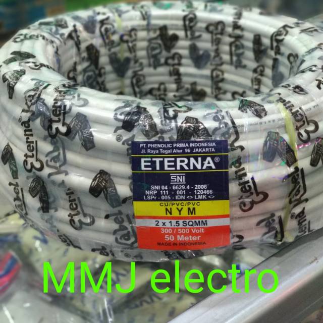 Kabel Eterna - Kabel Listrik Eterna 2 x 1,5 NYM Harga Permeter