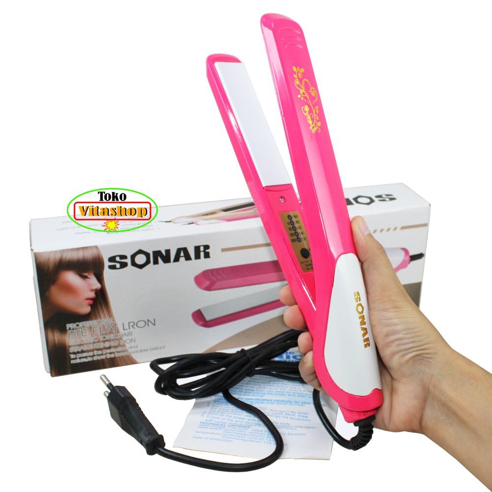 Catokan Rambut Suhu Sonar SN-829 PINK Catok Alat Pelurus Rambut Salon