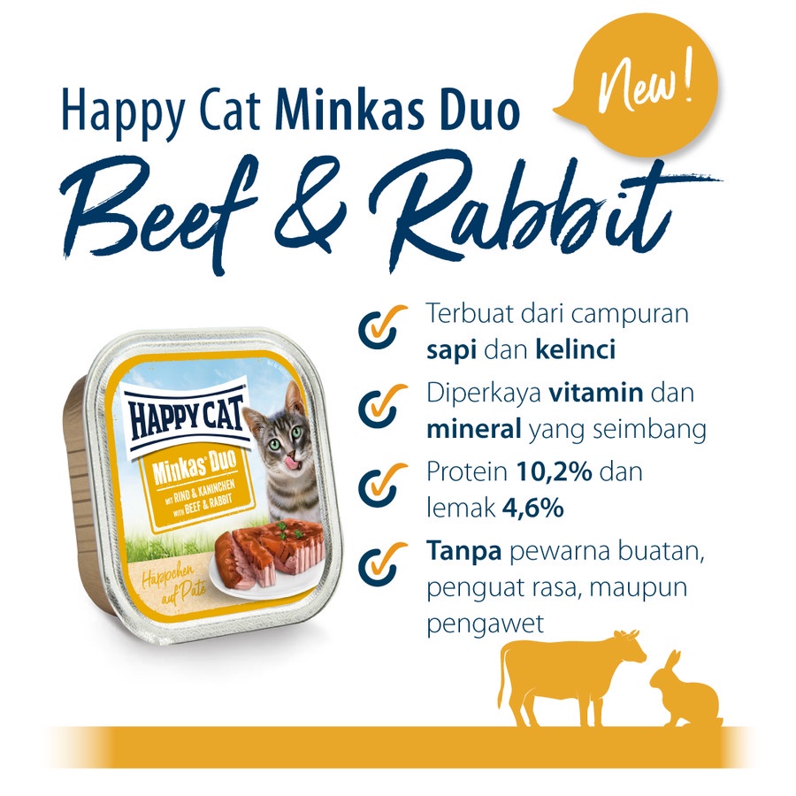 Happy Cat Minkas Duo Beef &amp; Rabbit 100gr Makanan Kucing Basah Wet Food