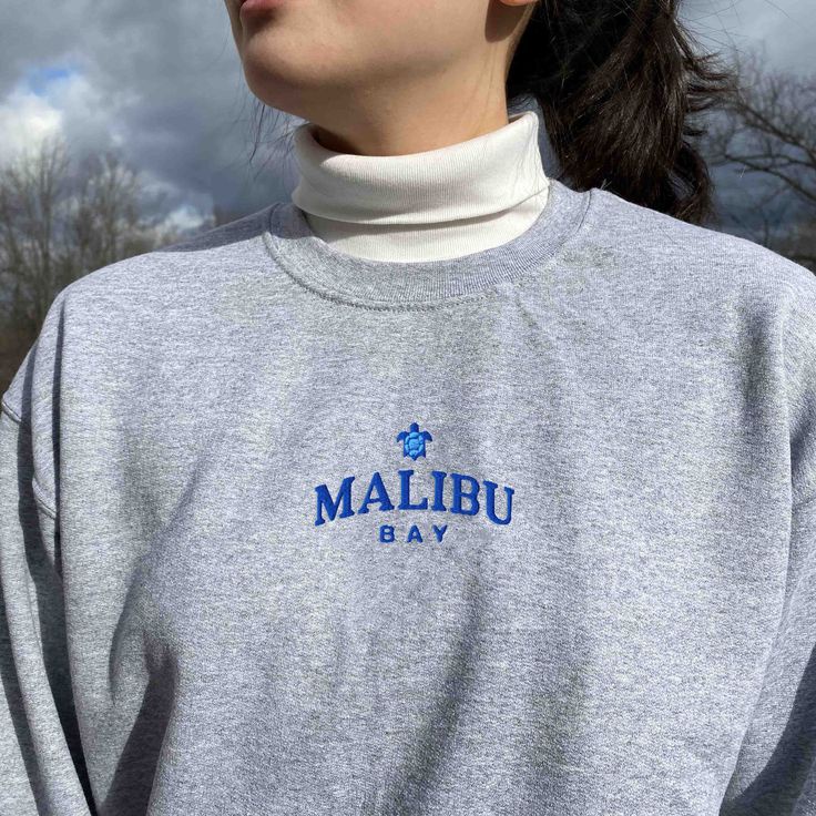 SWEATER WANITA CASUAL MALIBU BAY BORDIR FLEECE TEBAL HALUS PREMIUM KEREN TERBARU,