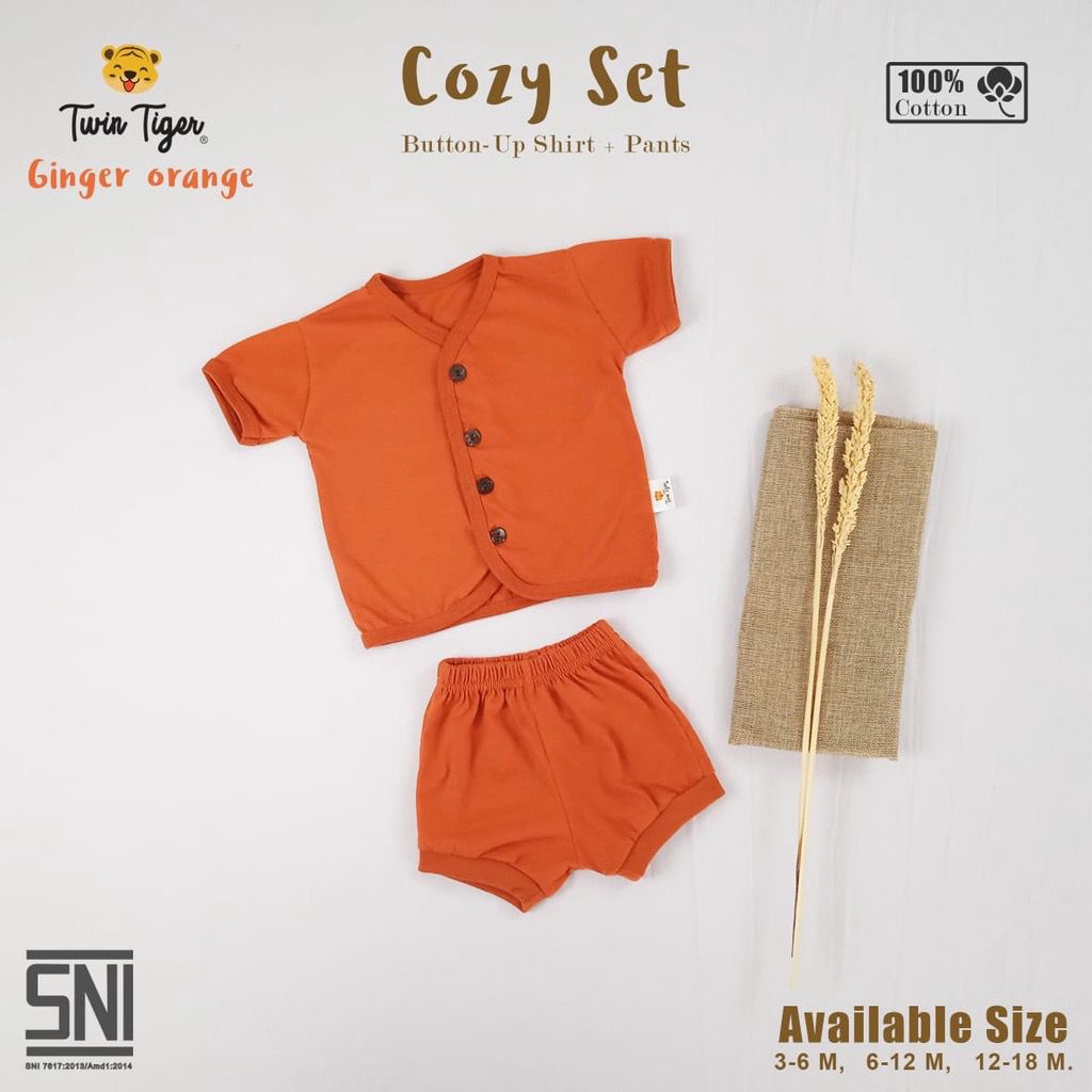 Twin Tiger Setelan Cozy Set Button 0-2 Tahun/setelan baby