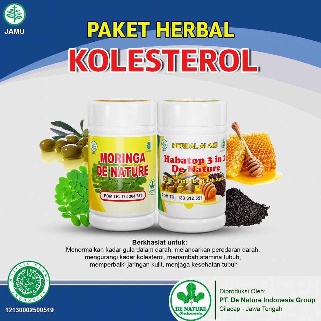

TERAMPUH Obat Kolesterol dan Darah tinggi Hipertensi Moringa Habatop DeNature Menurunkan lemak darah